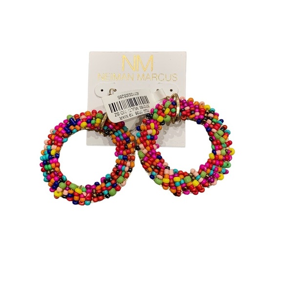 Neiman Marcus | New Beaded Hoop Earrings New With Tags NWT - Picture 5 of 6